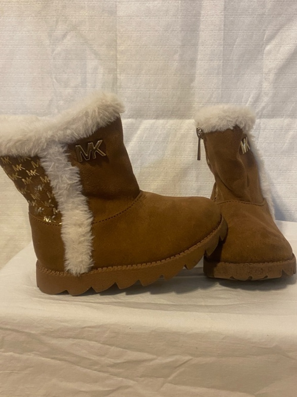 Michael Kors Chestnut Suede Shearling Trim Ankle Boots